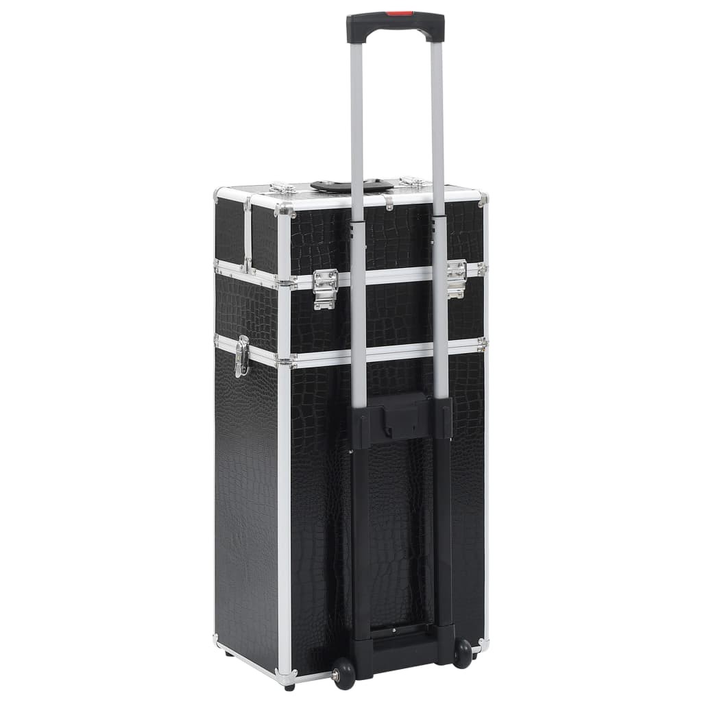 Make-up Trolley Aluminium Black with Crocodile Pattern